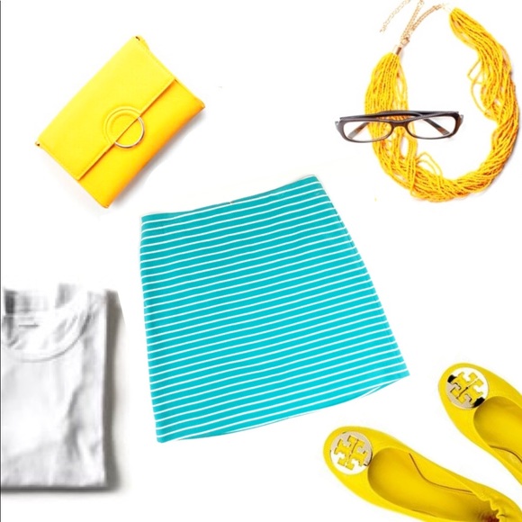 Talbots Aqua and white striped skirt - Picture 3 of 7